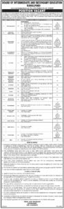 BISE Jobs 2024 Board of Intermediate & Secondary Education