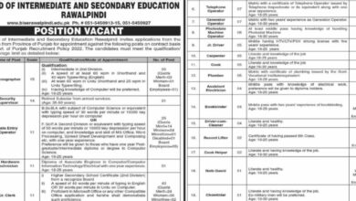 BISE Rawalpindi BPS-01 to BPS-15 Jobs 2024