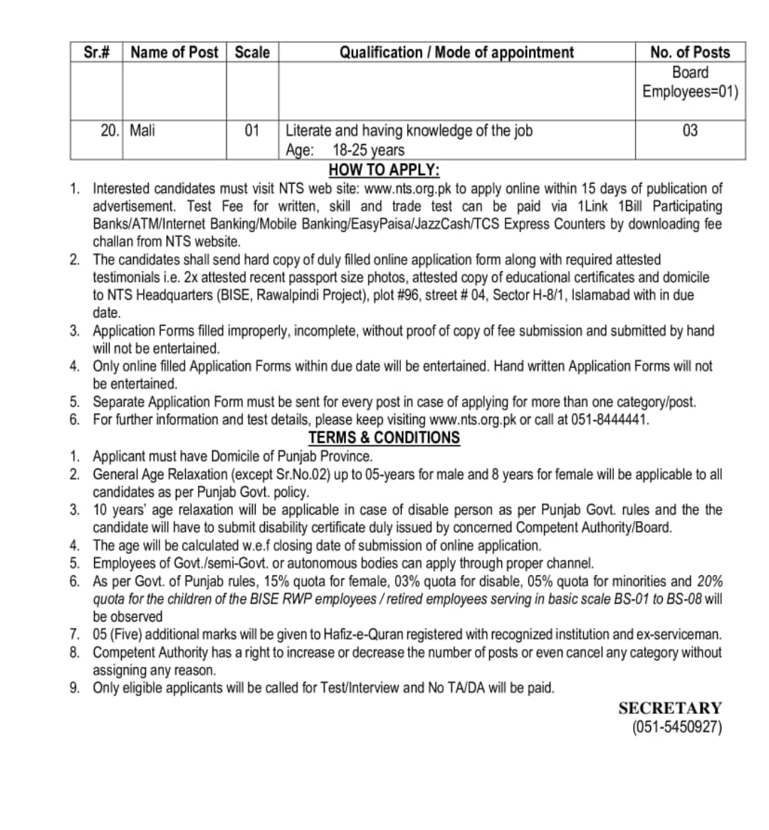 BISE Rawalpindi Jobs Advertisement 2024 - Page 3