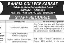 Bahria College Karsaz Jobs July 2024