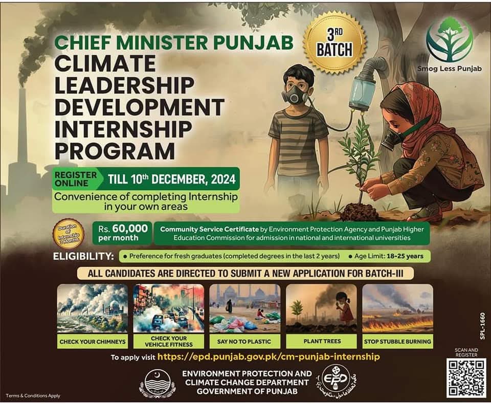 CM Punjab Climate Leadership Development Internship Program 2024 (Phase-III)