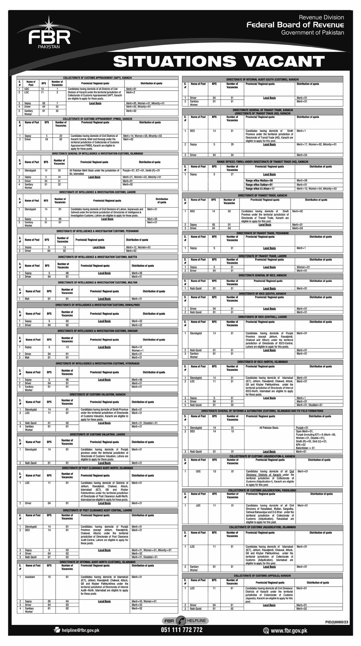 FBR Pakistan Customs Jobs Advertisement July 2024 - Page 2