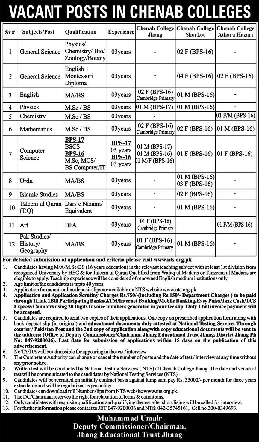 Jhang Educational Trust Latest Teaching Jobs July 2024 Male Female Career Opportunities
