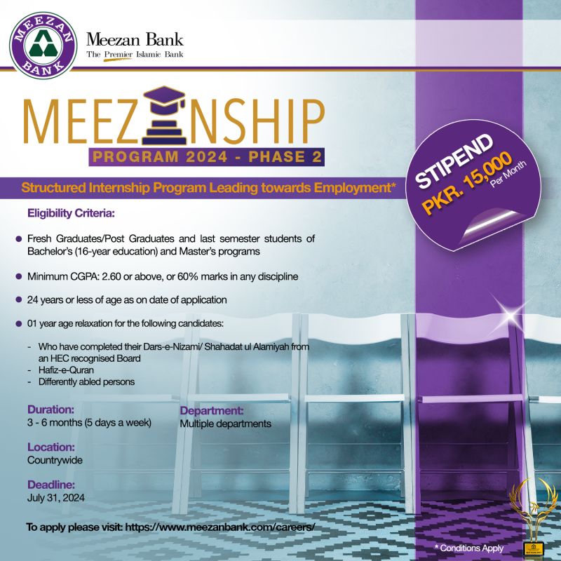 Meezan Bank Internship Program 2024 - Meezanship Phase II