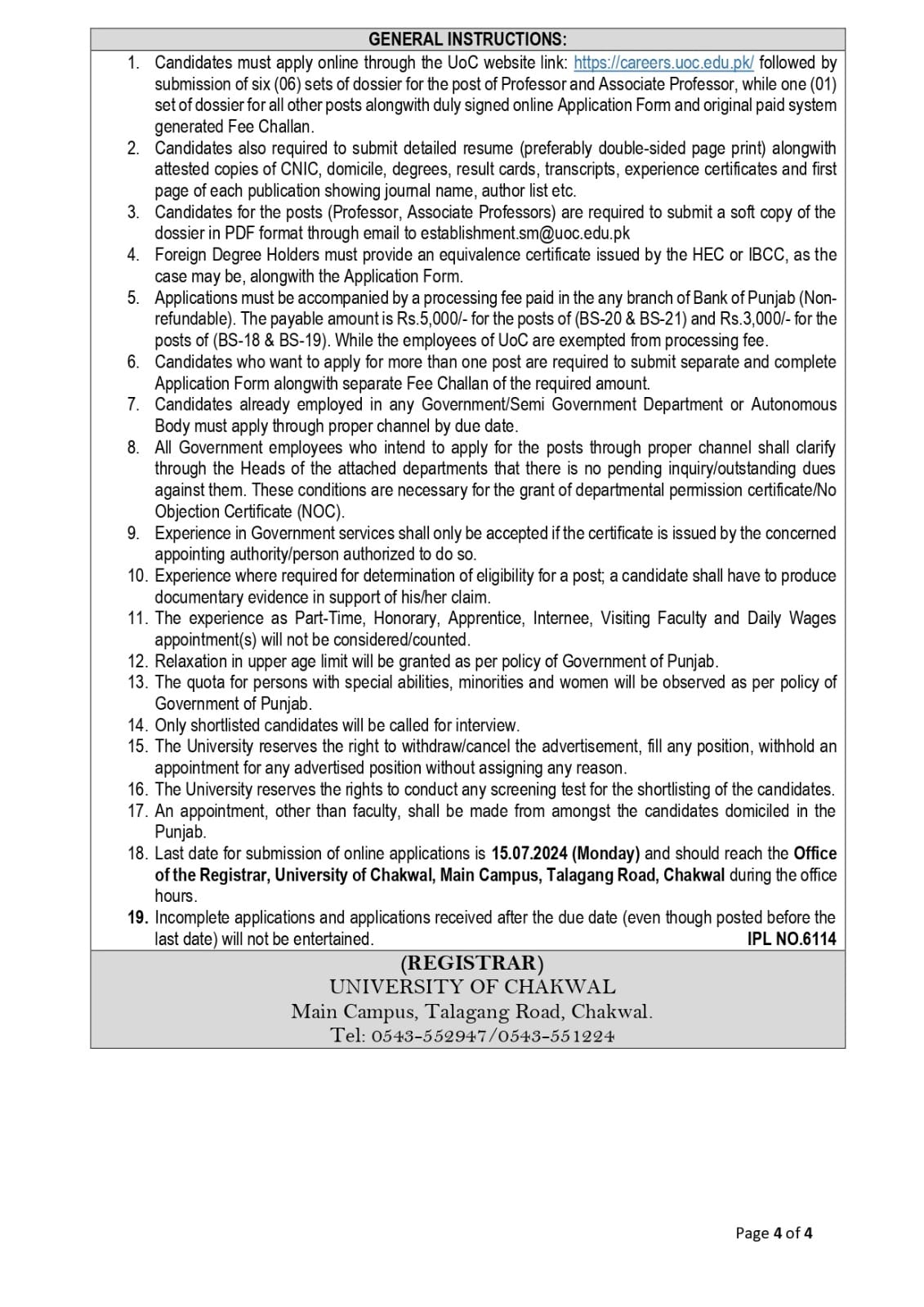 The University of Chakwal Jobs 2024 - Page 4