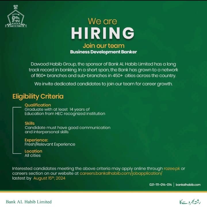 Bank Al Habib Business Development Banker Jobs 2024