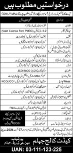 Cadet College Jhelum Non Teaching Staff Jobs 2024