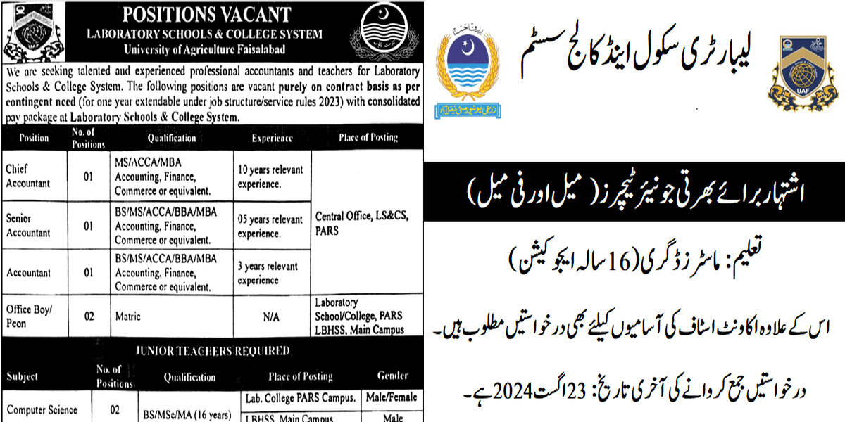 Laboratory School and College System Jobs 2024