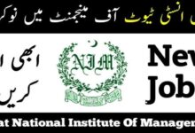 National Institute of Management Peshawar Jobs 2024