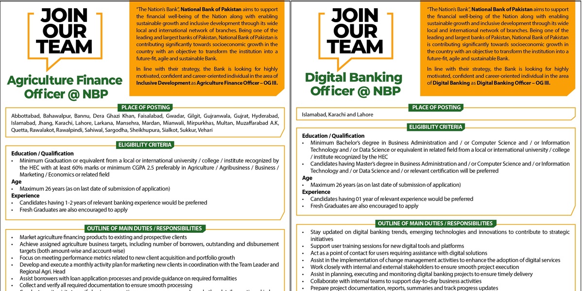 New NBP Jobs 2025 OG-III Latest Advertisement