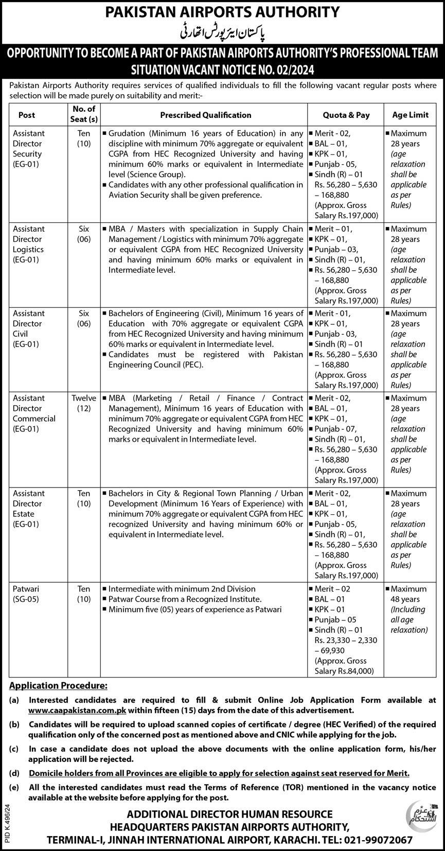 Pakistan Airport Authority Jobs 2024 Advertisement No 02