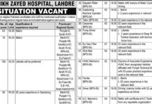 Sheikh Zayd Hospital Latest Jobs August 2024