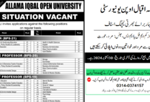 Allama Iqbal Open University Teaching Staff Jobs 2024