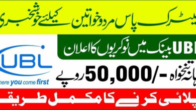 UBL Jobs for Intermediate & Matric Passed 2024 Across Pakistan