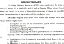 Wafaqi Mohtasib Secretariat Internship Program 2024