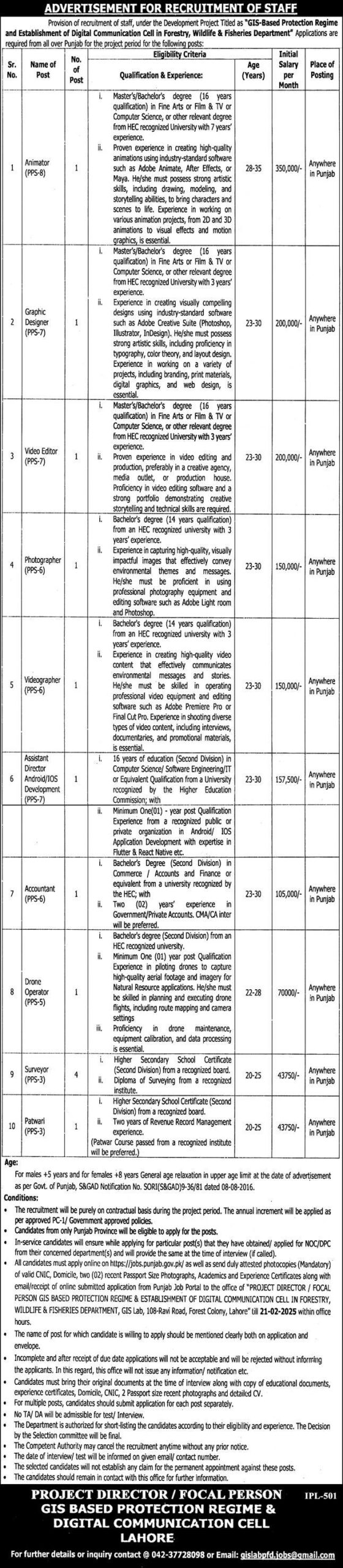 Wildlife and Fisheries Department Jobs 2025 Latest Advertisement