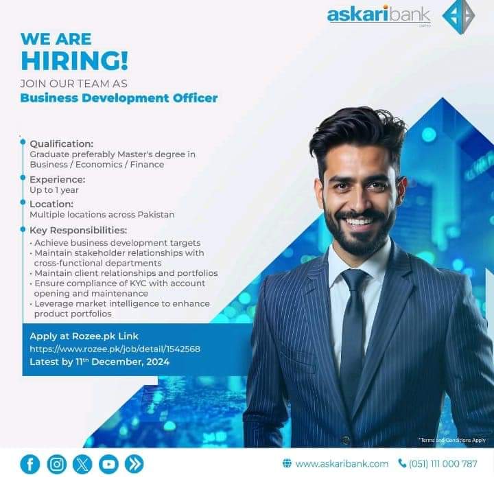 Askari Bank Business Development Officers Jobs 2024