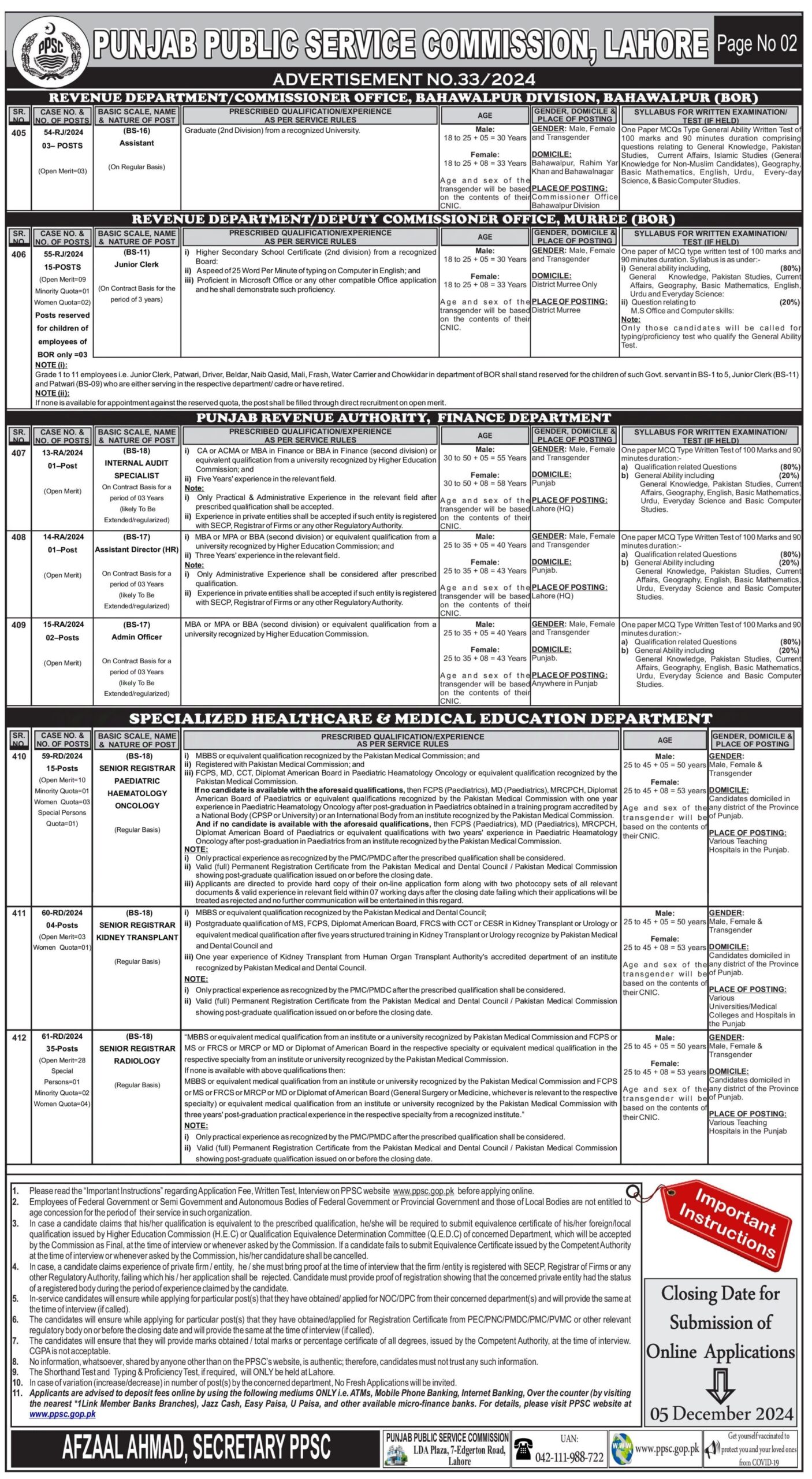 PPSC Jobs November 2024 Advertisement 33 - Page 2