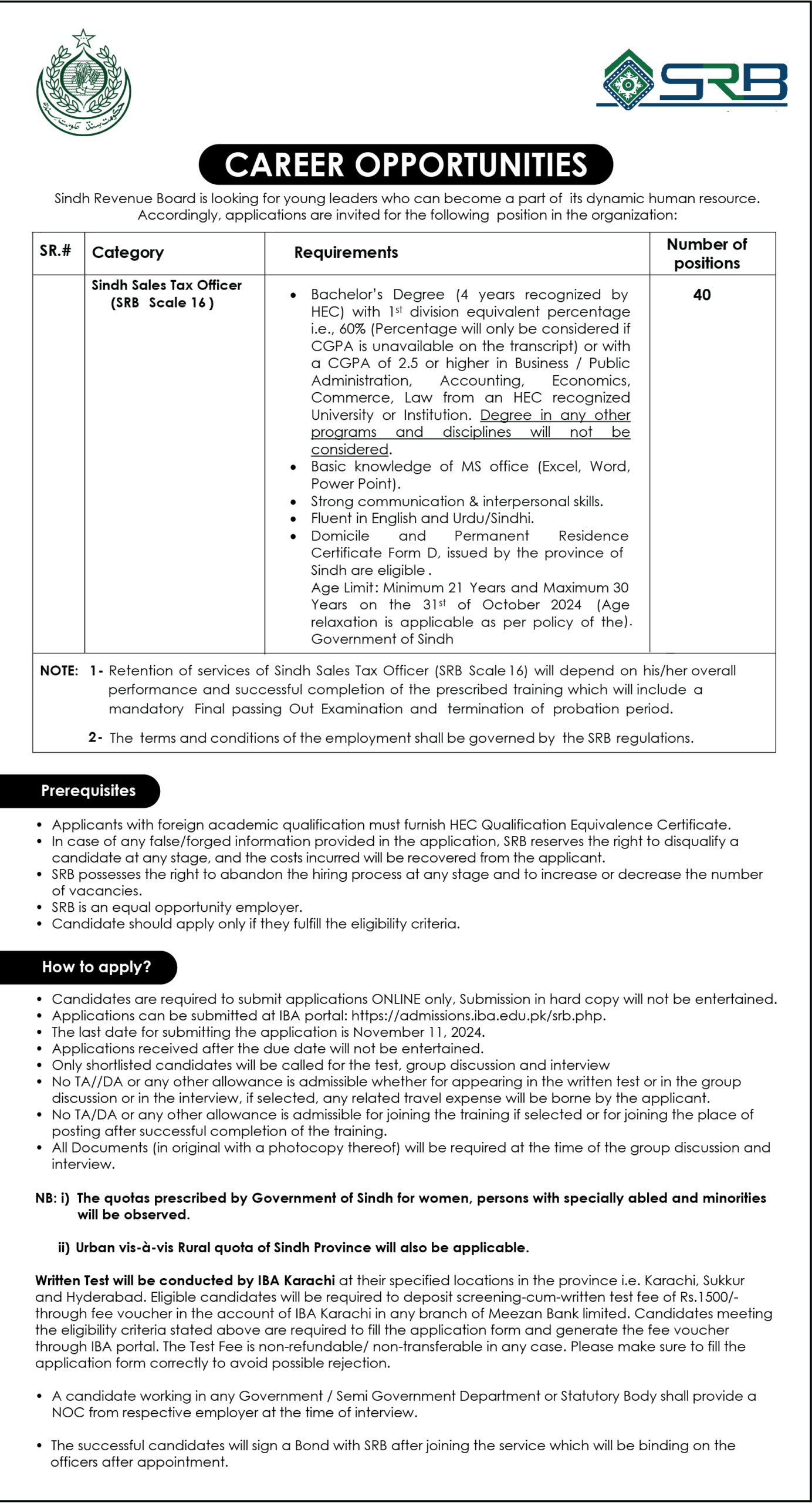 Sindh Revenue Board SRB Sales Tax Officers Jobs 2024