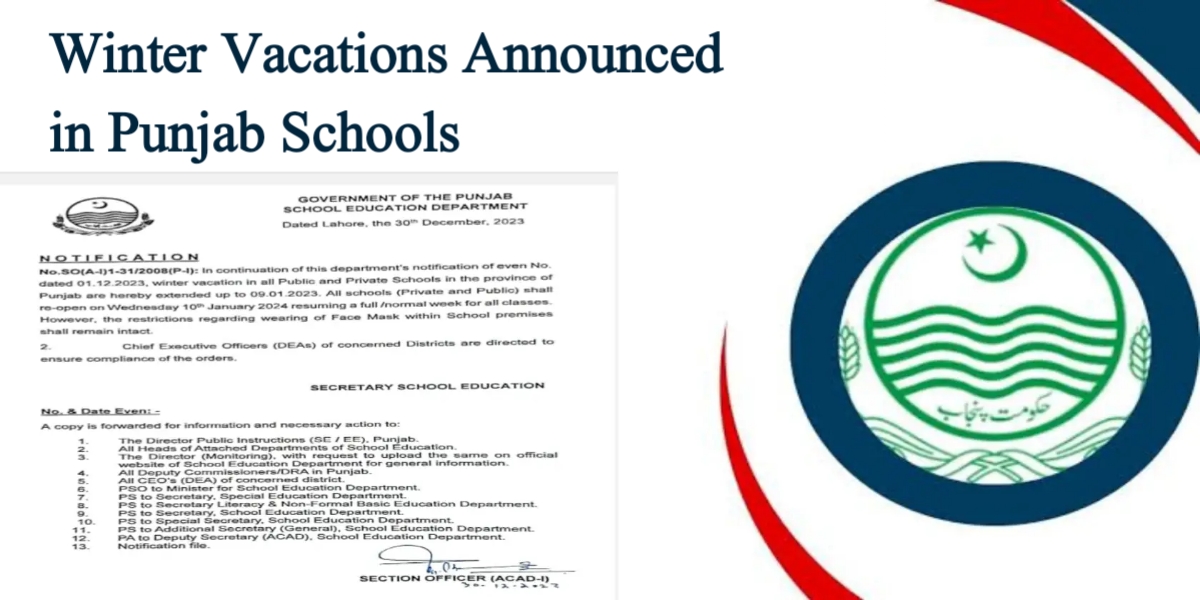 Winter Vacations Announced in Punjab Schools: Official Notification