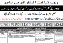 Revenue Department Lahore Jobs 2024