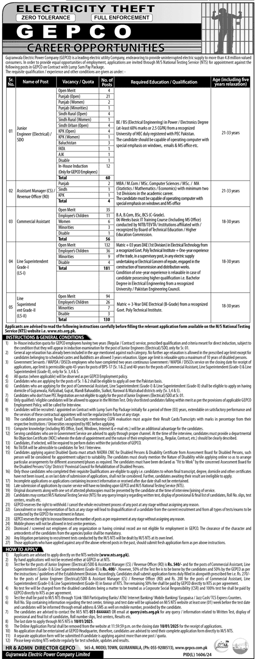 WAPDA GEPCO Jobs December 2024