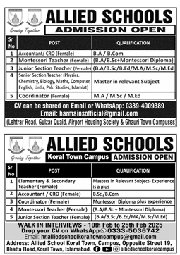 Allied School Jobs 2025