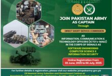 Join Pakistan Army as Captain 2025 DSSC ICTOs