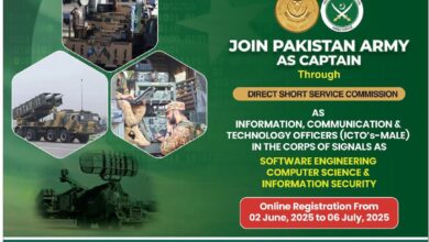 Join Pakistan Army as Captain 2025 DSSC ICTOs