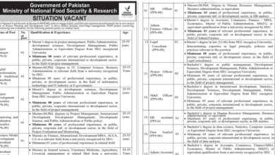 Ministry of National Food Security Jobs 2025 Latest Advertisement