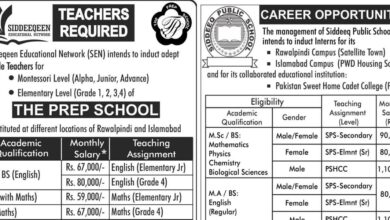 The Prep and Siddeeq Public School Jobs 2025 Latest Advertisement