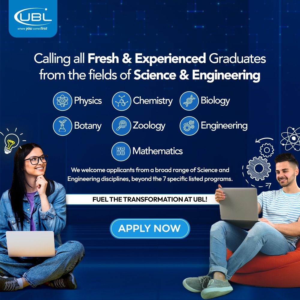 UBL New Jobs 2025 Advertisement for Science Students