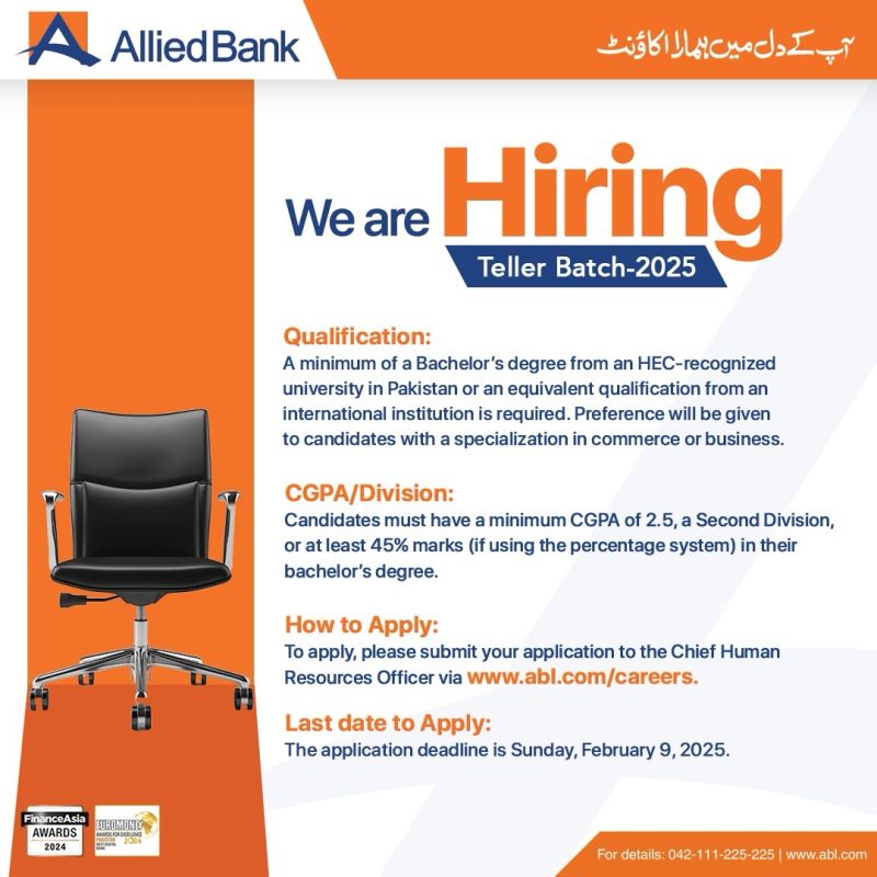 New Allied Bank Jobs 2025 Latest Advertisement Online Apply