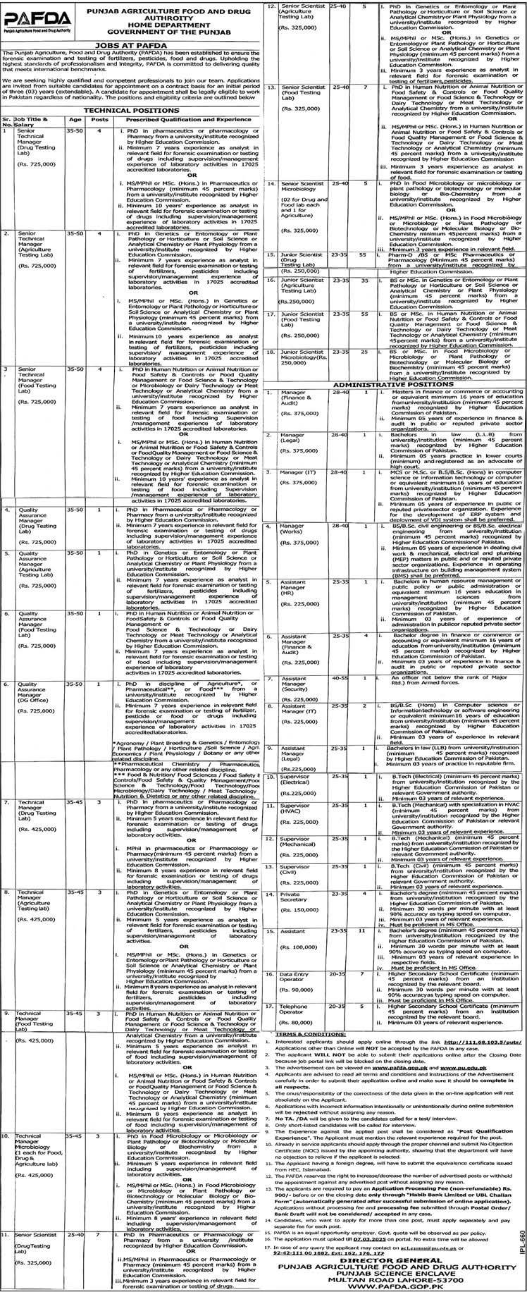 PAFDA Jobs 2025 Advertisement