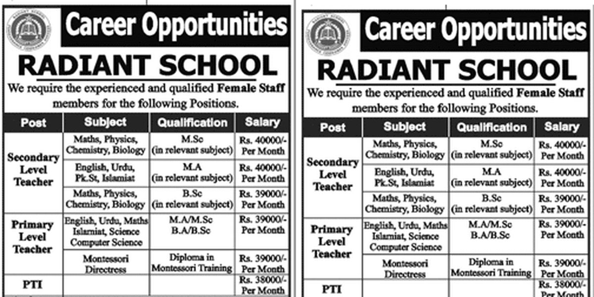 Radiant School Jobs 2025