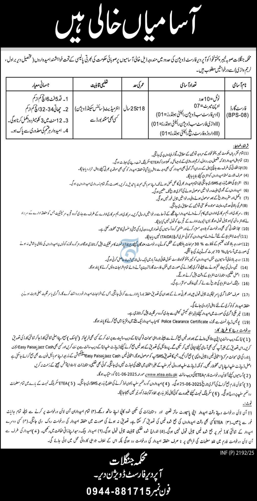 Forest Department KPK Jobs June 2025