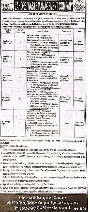 LWMC Jobs May 2025