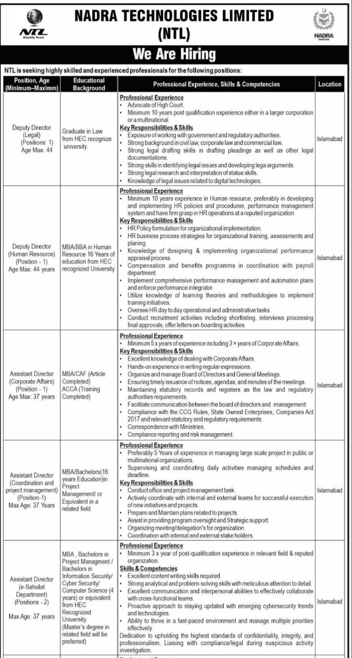 NADRA Jobs June 2025 - 1