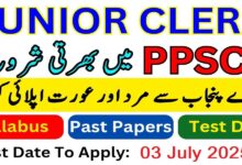 PPSC Junior Clerk Jobs 2025