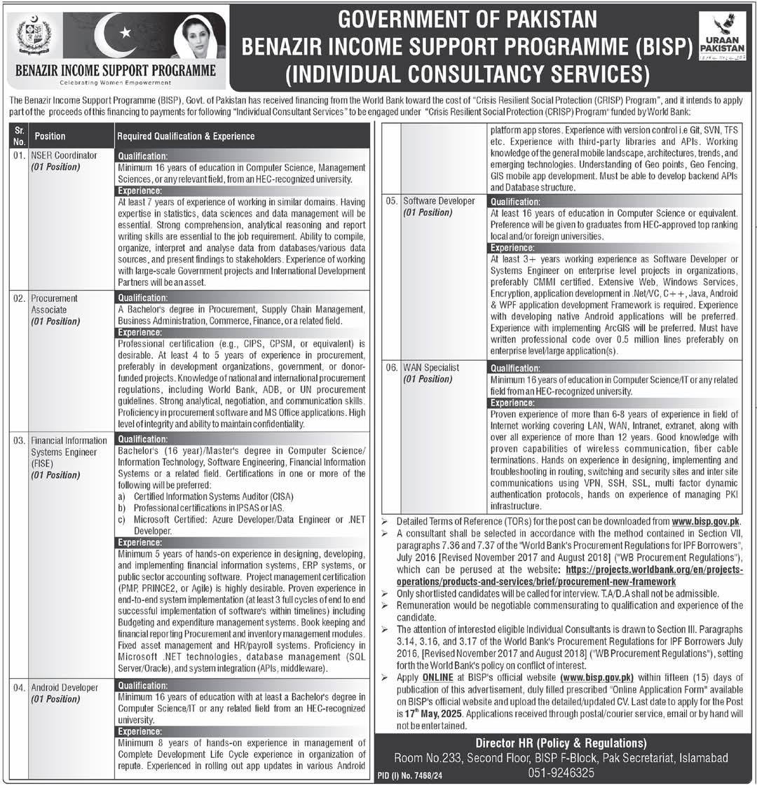 BISP Jobs May 2025
