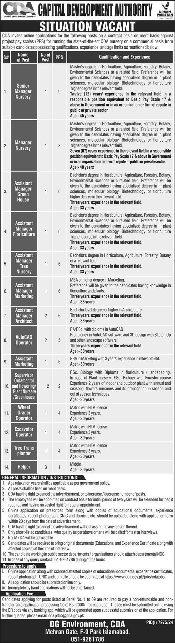 CDA Jobs 2025 Latest Advertisement