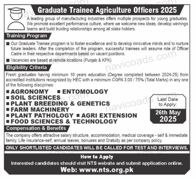 Graduate Trainee Agriculture Officers 2025