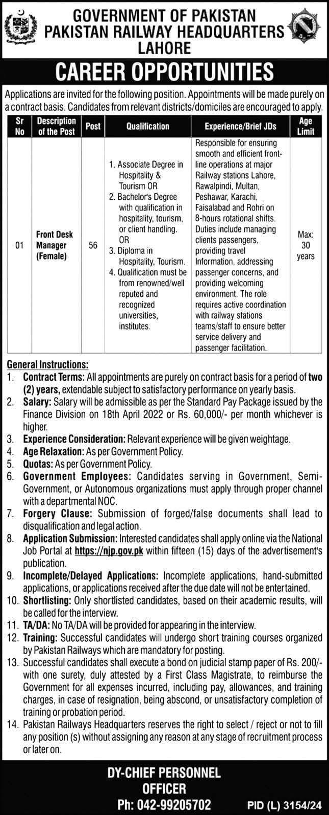Latest Pakistan Railway Jobs 2025 Advertisement Online Apply