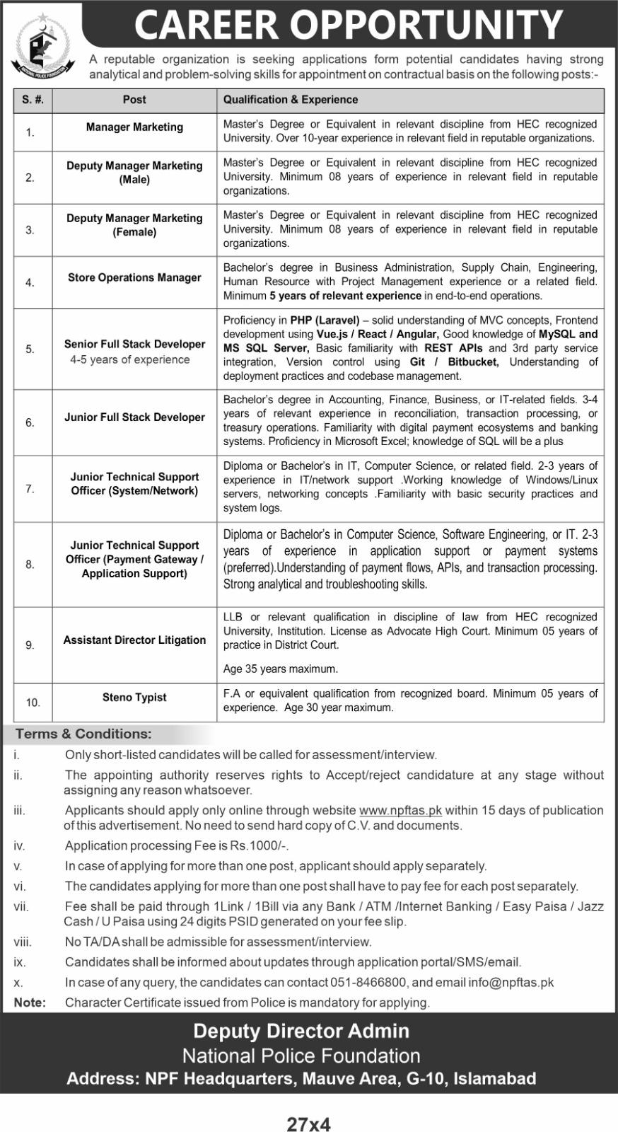 National Police Foundation Jobs 2025 Advertisement