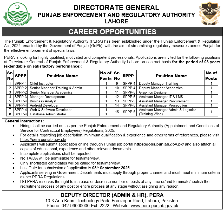PERA Jobs September 2025