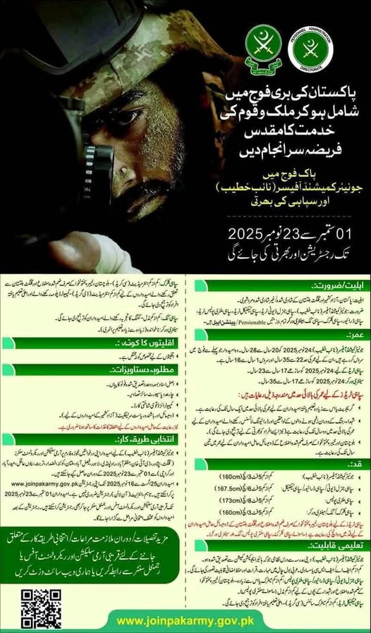 Pak Army Soldier Jobs 2025 Latest Advertisement