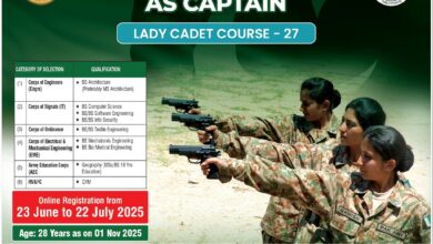 Pak Army Female Captain Jobs 2025 Lady Cadet Course LCC-27