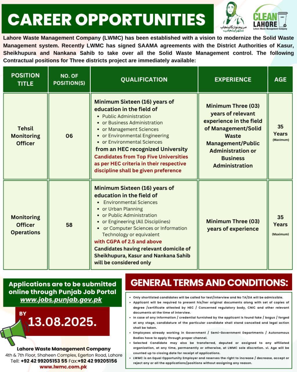 LWMC Jobs August 2025