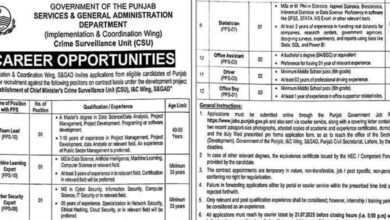 Services and General Administration Department Punjab Latest Jobs 2025