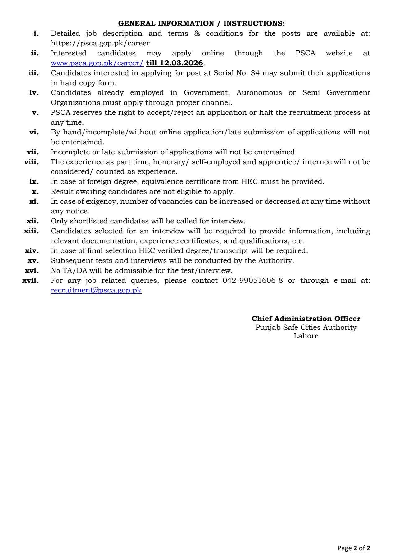PSCA Jobs February 2026 - 2